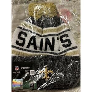NEW ORLEANS SAINTS NEW ERA KNIT CUFF POM BEANIE HAT NWT NFL On Field Winter NWT